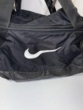 Nike Black Duffel with White Swoosh Logo